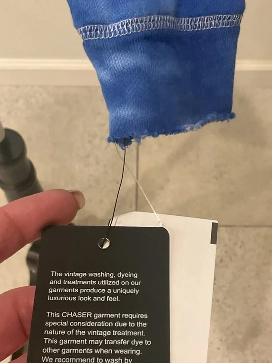 Chaser Blue & White Tie-Dye Cropped Hoodie - Picture 6 of 10